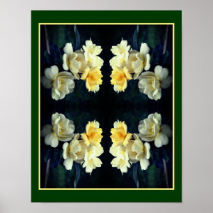 Poster Rosas Amarelas Floridas Espelho Abstrato