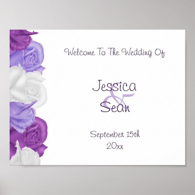 Póster Rosas Antigas Chic Casamento Boas-Vindas (Frente)