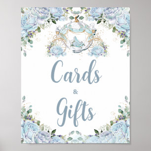 Poster Rosas Azuis Bebê Princesa Carruagem Cartões e Pres