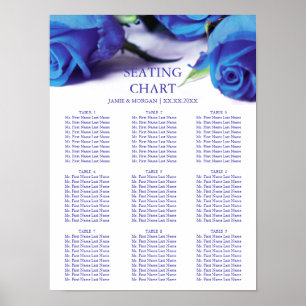 Póster Rosas azuis românticos que Wedding a carta do