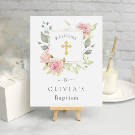 Poster Rosas Bonitas | Batismo Floral Rosa Elegante