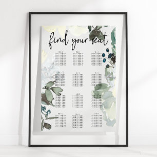 Poster Rosas Brancas de Marfim Gráfico de Assentos de Cas
