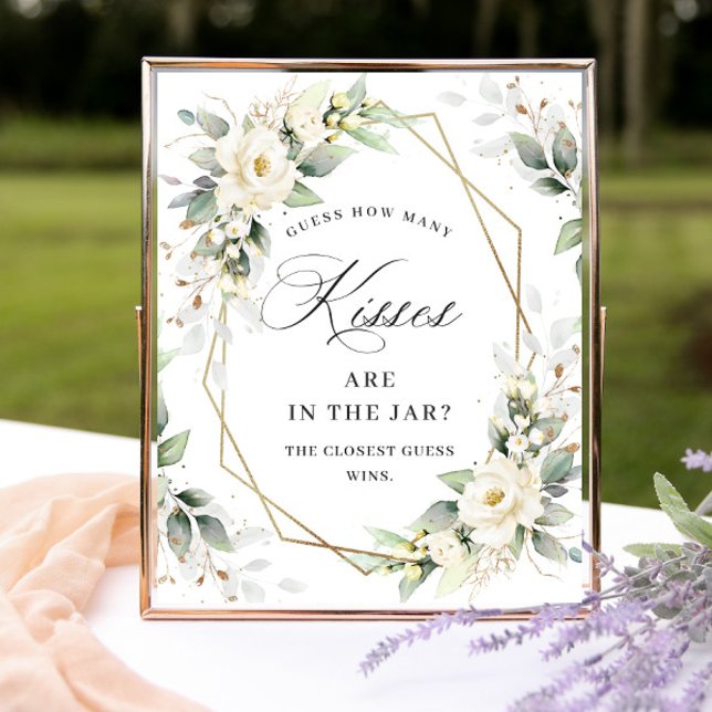 Poster Rosas Brancas do Pastel Elegante Quantos Beijos (Criador carregado)