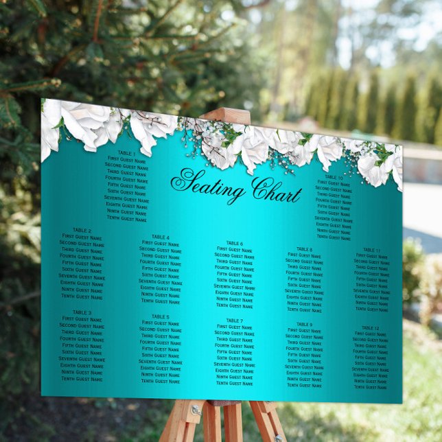 Poster Rosas Brancas e Casamento Floral de Aqua (Criador carregado)