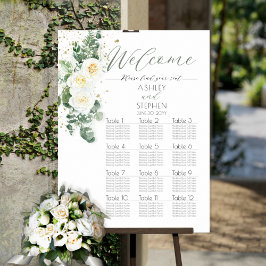 Poster Rosas brancas | Gráfico de Casamentos Eucalyptus