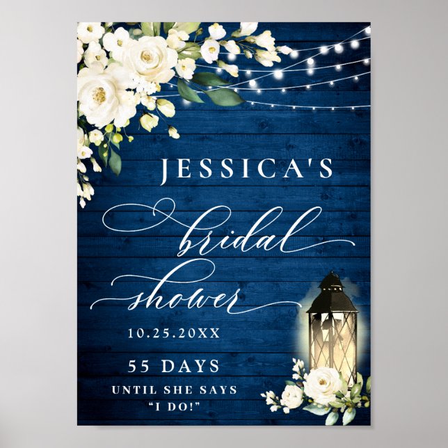 Poster Rosas brancas Lanterna Chá de panela de madeira az (Frente)