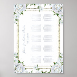 Poster Rosas chiques & carta floral do assento da beira