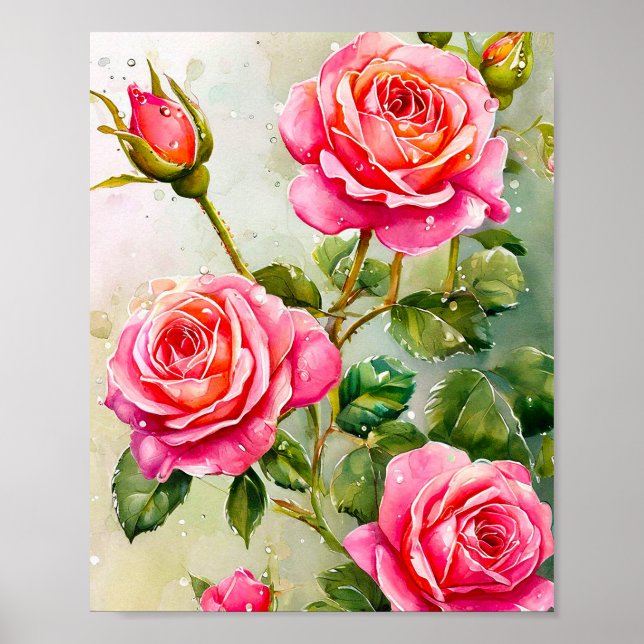 Poster Rosas cor-de-rosa (Frente)