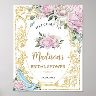 Poster Rosas Cor-de-Rosa Antigas Princesa Dourada Chuveir