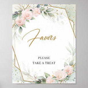 Poster Rosas cor-de-rosa boêmio folhagens e sinal de favo