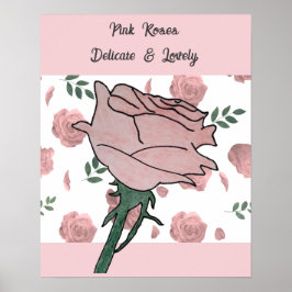 Poster Rosas Cor-de-Rosa - Delicadas e Lindas