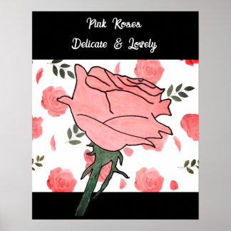Poster Rosas Cor-de-Rosa - Delicadas e Lindas