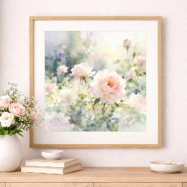 Poster Rosas Cor-de-Rosa do Jardim