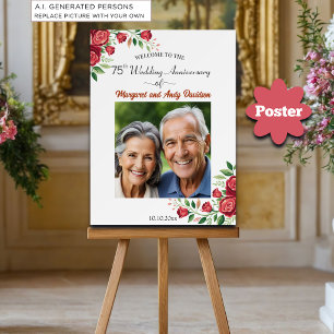 Poster Rosas Coradas 75º Aniversário de Casamento Foto Be