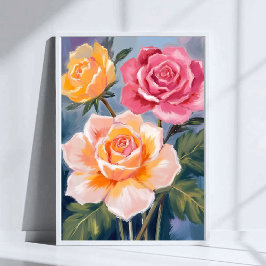 Poster Rosas da Primavera | Pintura de Flor em Aquarela