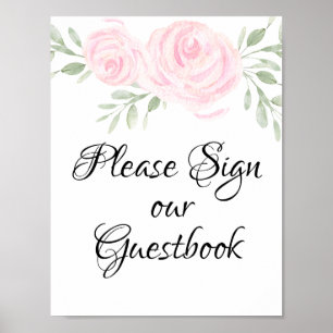 Póster Rosas de Aquarela Rosa Assinam Nosso Guia