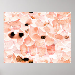 Poster Rosas de aquarelas, pedras e folhas sem costura