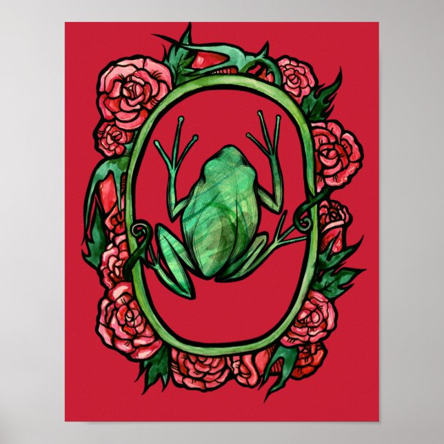 Poster Rosas de árvore Sapos de rosas vermelhas bonitos s (Frente)