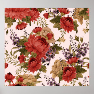 Poster Rosas De Chrysanthemum Por Aquarela: Floral Sem Co