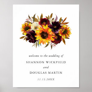 Poster Rosas de girassol Casamento outono floral russo Bo