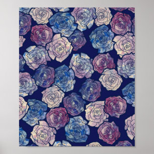 Poster Rosas de jardinagem de pintura abstrato Rosa