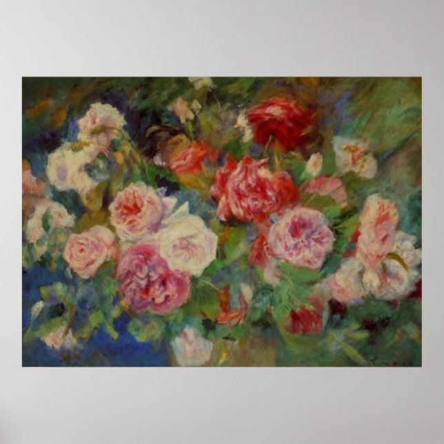 Poster Rosas de Renoir em uma vida estática de Vase (Frente)