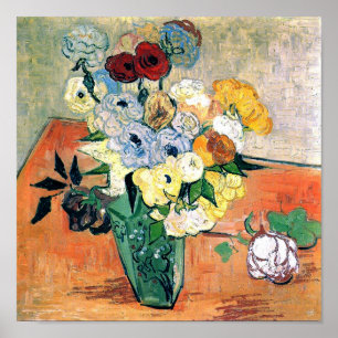 Póster Rosas De Vases Japoneses Anemones Van Gogh Fine Ar