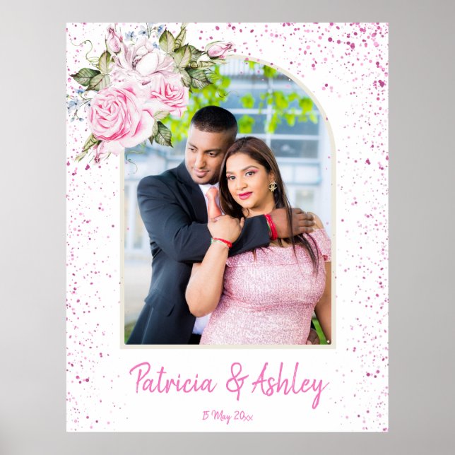 Poster Rosas de vinheta cor-de-rosa com fotografia de arc (Frente)