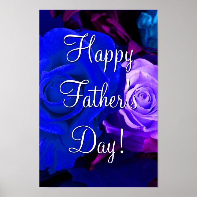 Poster Rosas Dia de os pais Azul Roxos Felizes (Frente)