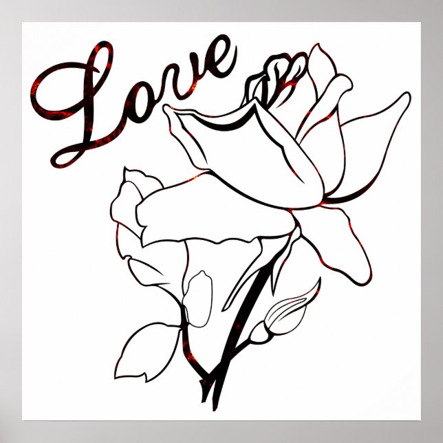 Poster Rosas do Coração do Amor Verdadeiro Dia dos Namora (Frente)