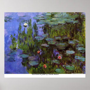 Póster Rosas do mar na lagoa por Claude Monet