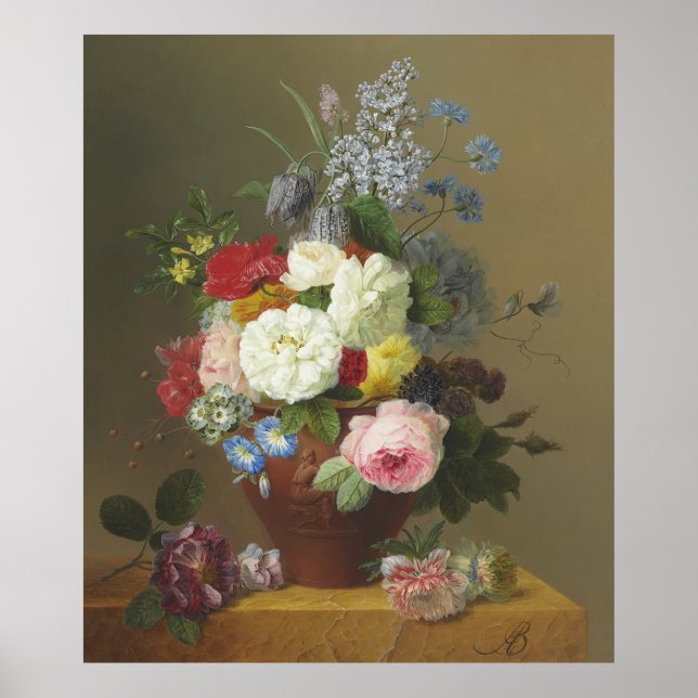 Poster Rosas e Flores Silvestres em Terracota... (Frente)