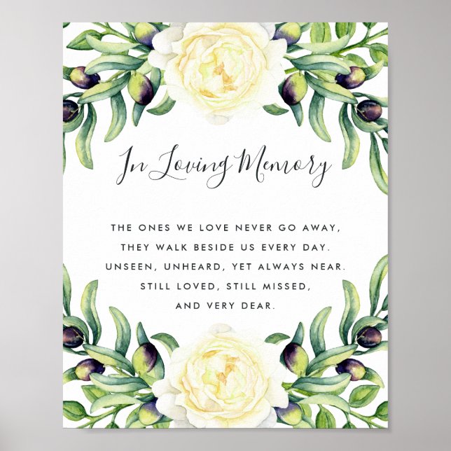 Poster Rosas e Oliveiras Cartaz de Memória de Casamento (Frente)