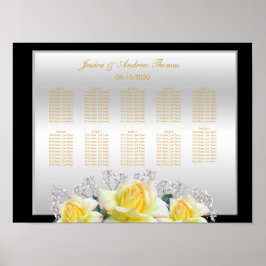 Poster Rosas Elegantes Casamento Prata