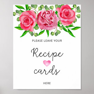 Poster Rosas em aquarela deixe seu cartão de receita aqui