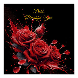 Póster Rosas em Bloom - Aniversário Elegante