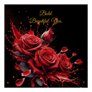Póster Rosas em Bloom - Aniversário Elegante