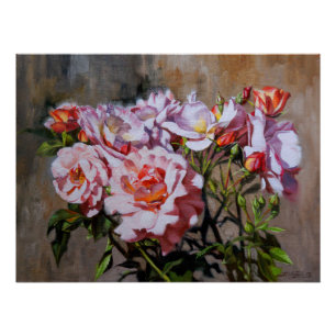 Póster Rosas em Pavlovsk - Pintura a óleo elegante de ros