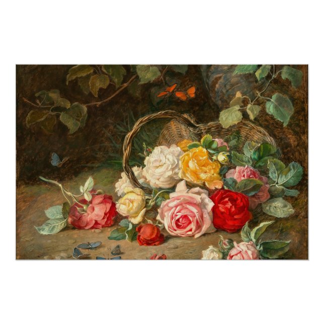 Póster Rosas em uma cesta - Josef Neugebauer (Frente)