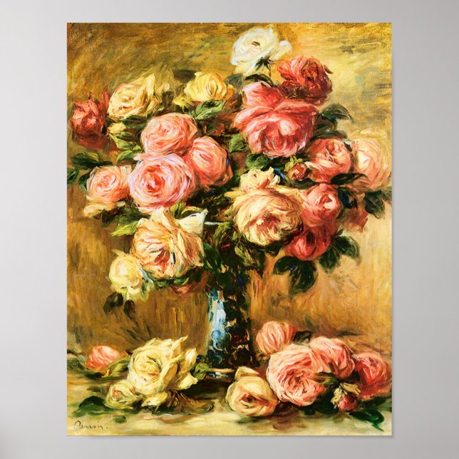 Póster Rosas em Vase Renoir Fine Art (Frente)