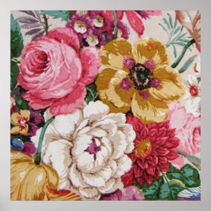 Póster Rosas femininos do vintage colorido que pintam