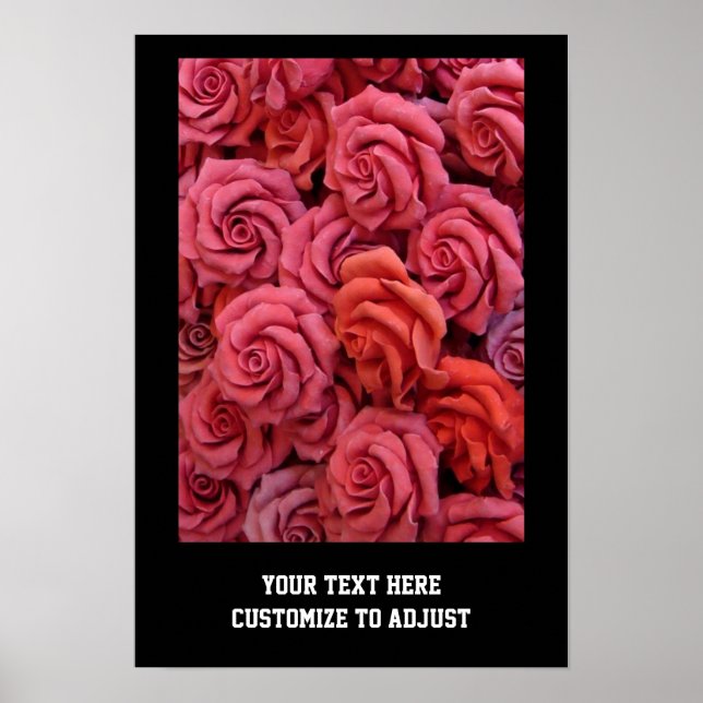 Poster Rosas florais cor de rosa (Frente)