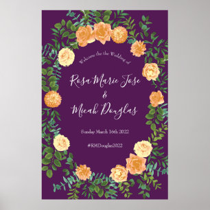 Poster Rosas Florais Peach Purple Wedding