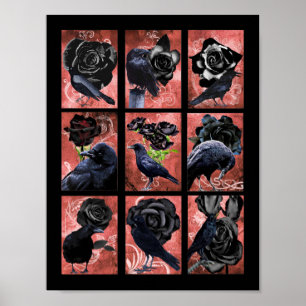 Poster Rosas Negras Ravens E Corvos De Arte Gótica