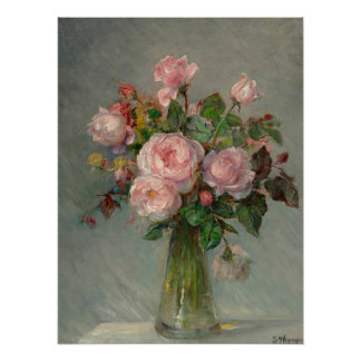 Póster Rosas num Vaso Brilhante
