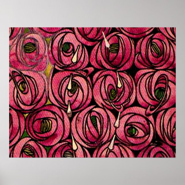 Poster Rosas, pintura de arte por Charles Mackintosh (Frente)