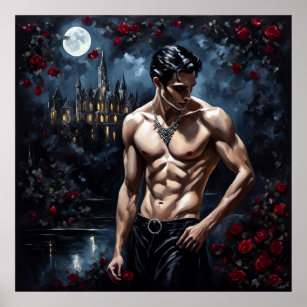 Poster Rosas por arte retraída de vampiro gótico à luz da