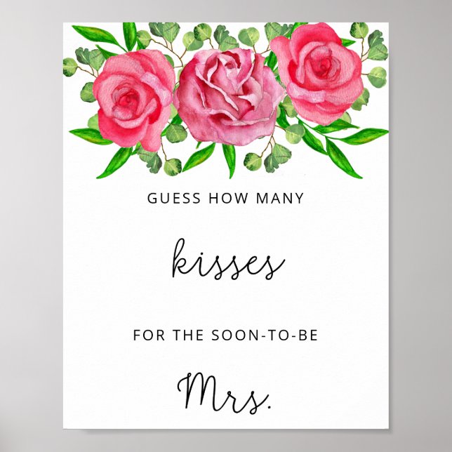 Poster Rosas quantos beijos cartão de jogo de chá de ling (Frente)