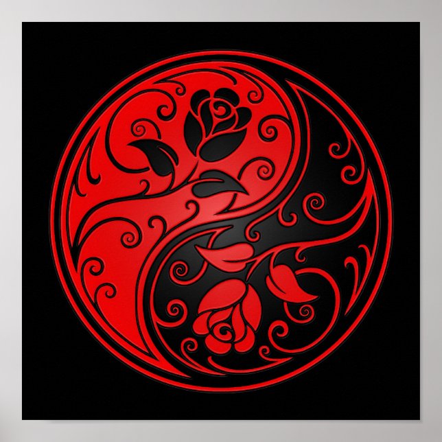 Póster Rosas Red and Black Yin Yang (Frente)