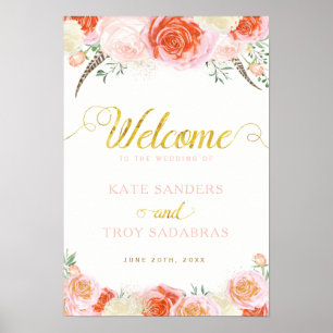 Póster Rosas românticos que Wedding o sinal de